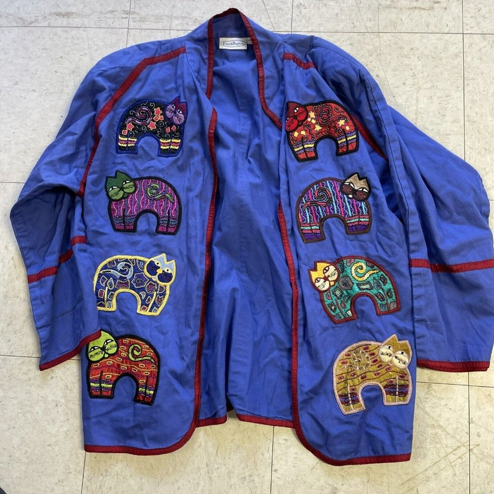 Vintage Patchington Kitty Cat Sweater Jacket Size S